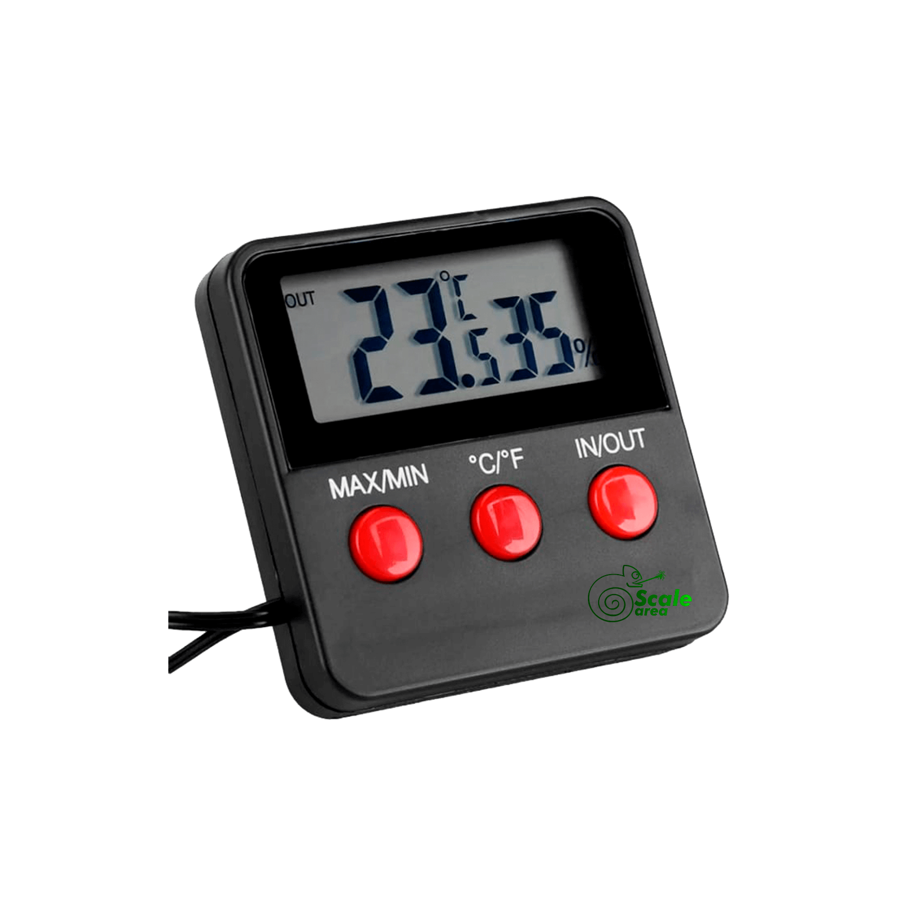 Digital thermometer hygrometer with probe Scale area